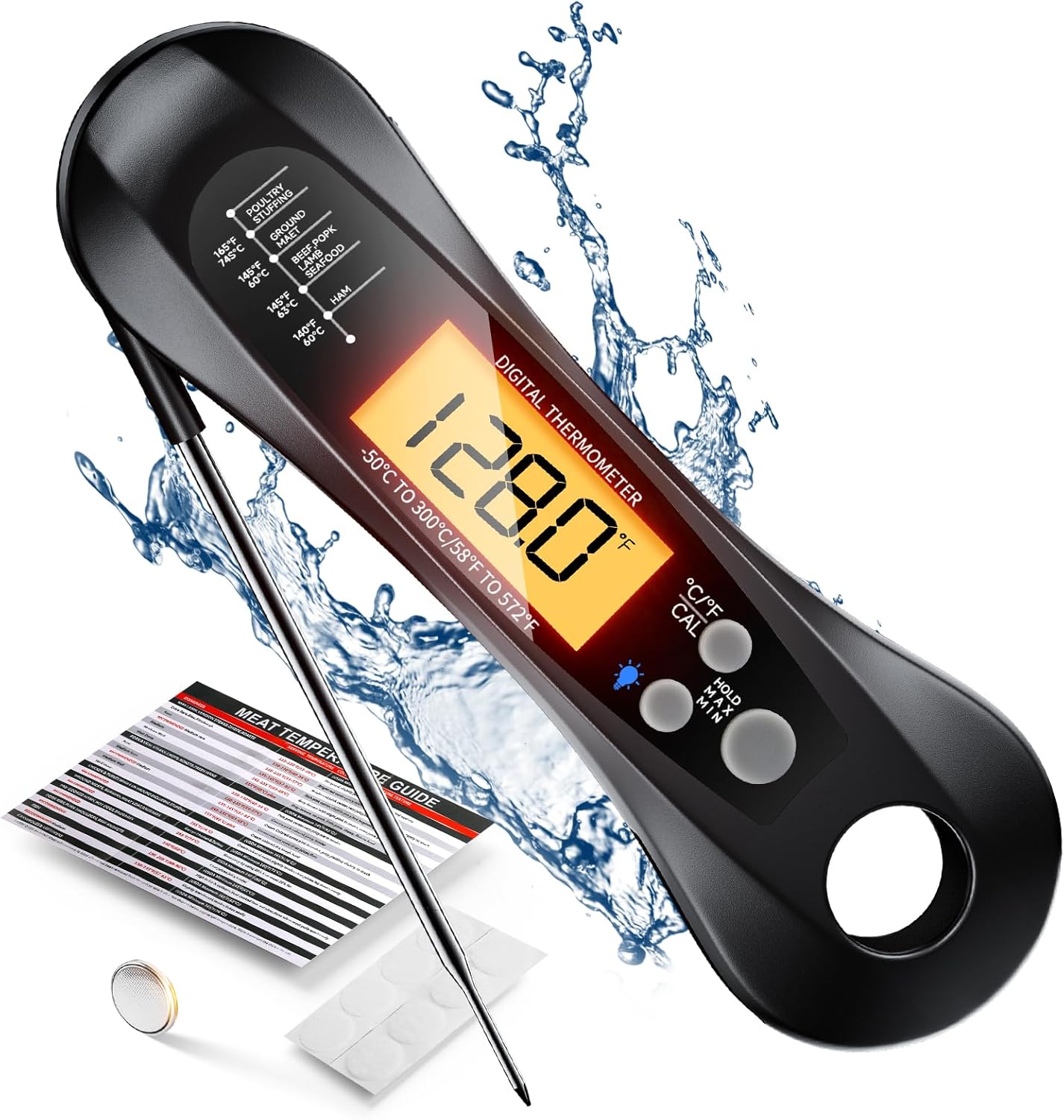 Instant Read Thermometer - Digitale, direct afleesbare vleesthermometer met opvouwbare